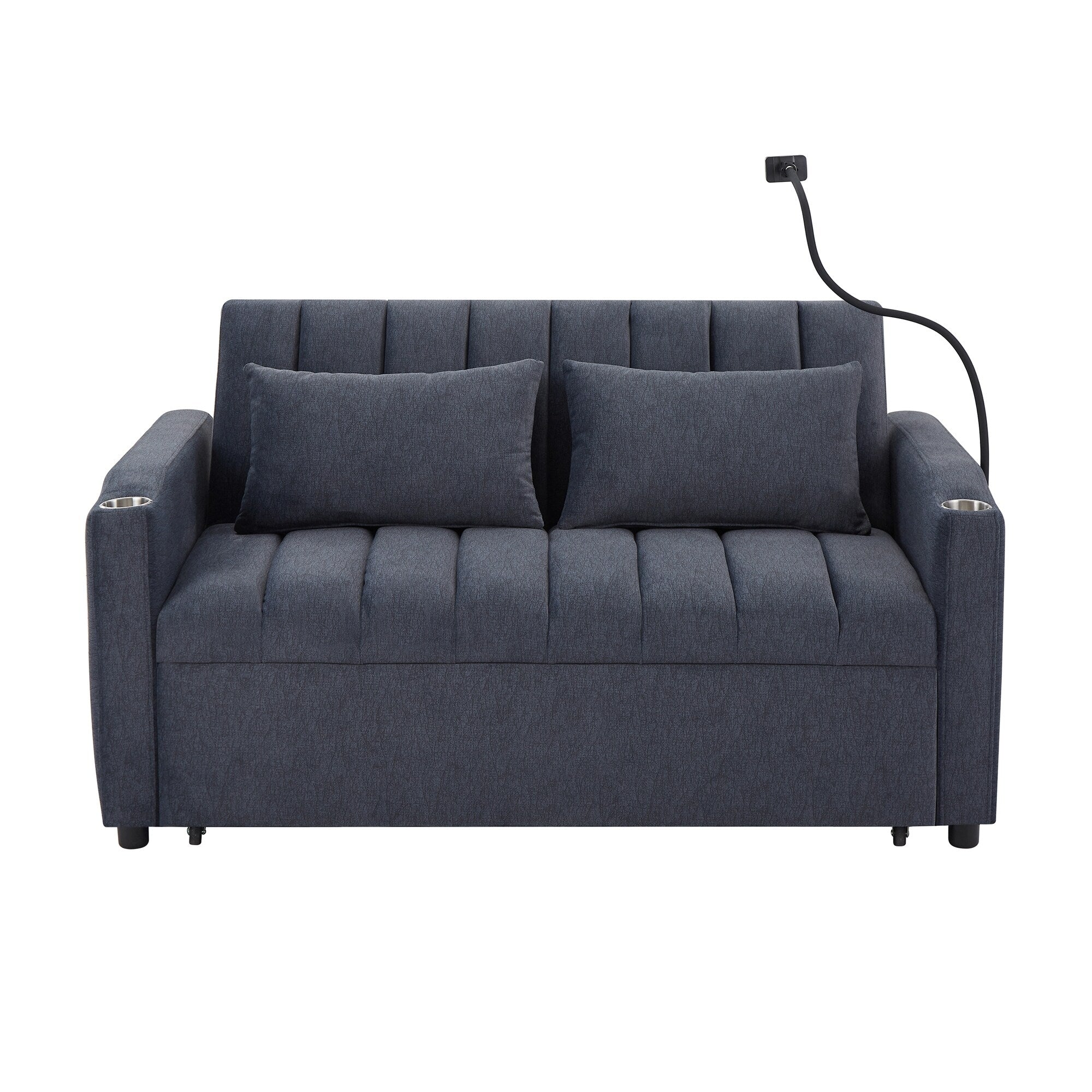 Canapé-lit convertible Roomfitters avec ports USB, poches latérales, porte-gobelets et support de téléphone pivotant pour le salon