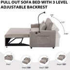 Canapé-lit convertible Roomfitters avec ports USB, poches latérales, porte-gobelets et support de téléphone pivotant pour le salon