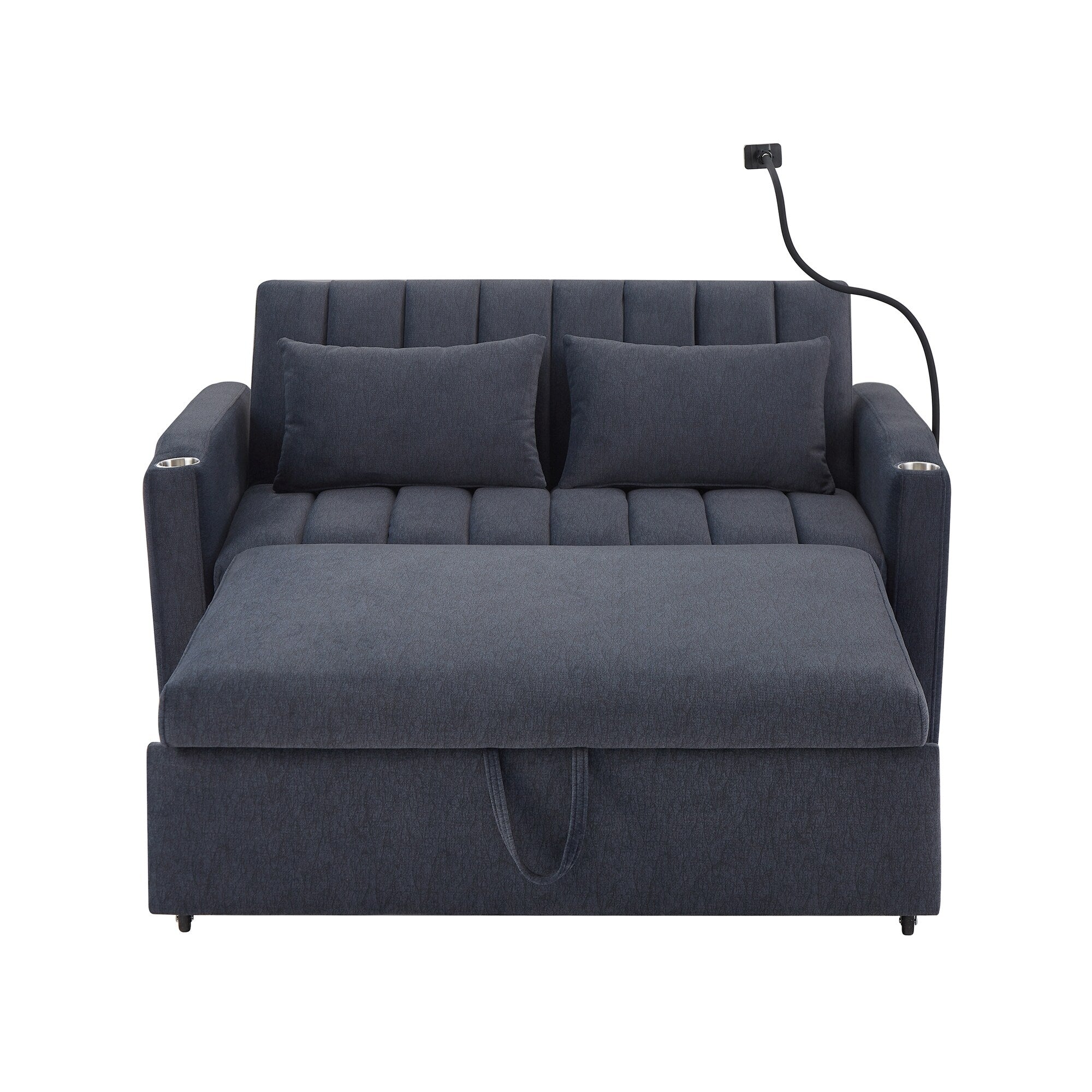 Canapé-lit convertible Roomfitters avec ports USB, poches latérales, porte-gobelets et support de téléphone pivotant pour le salon