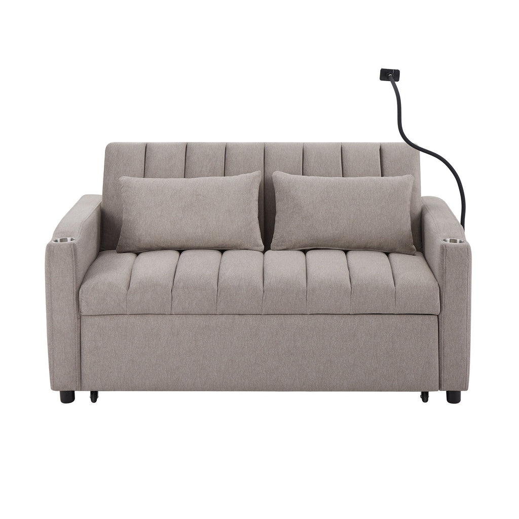 Canapé-lit convertible Roomfitters avec ports USB, poches latérales, porte-gobelets et support de téléphone pivotant pour le salon