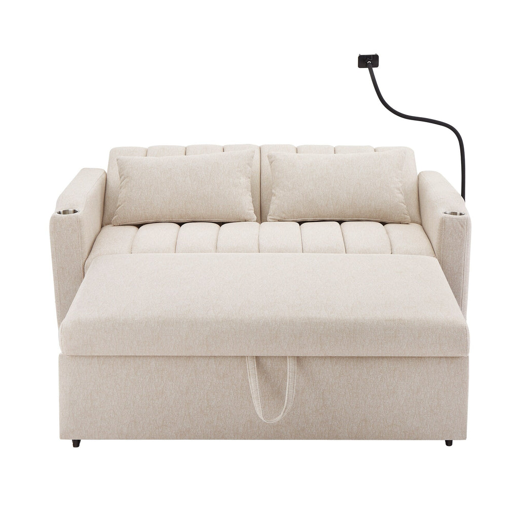 Canapé-lit convertible Roomfitters avec ports USB, poches latérales, porte-gobelets et support de téléphone pivotant pour le salon