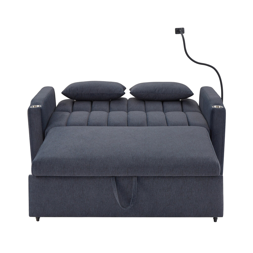 Canapé-lit convertible Roomfitters avec ports USB, poches latérales, porte-gobelets et support de téléphone pivotant pour le salon