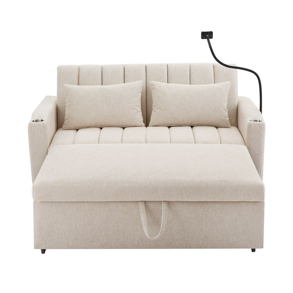 Canapé-lit convertible Roomfitters avec ports USB, poches latérales, porte-gobelets et support de téléphone pivotant pour le salon