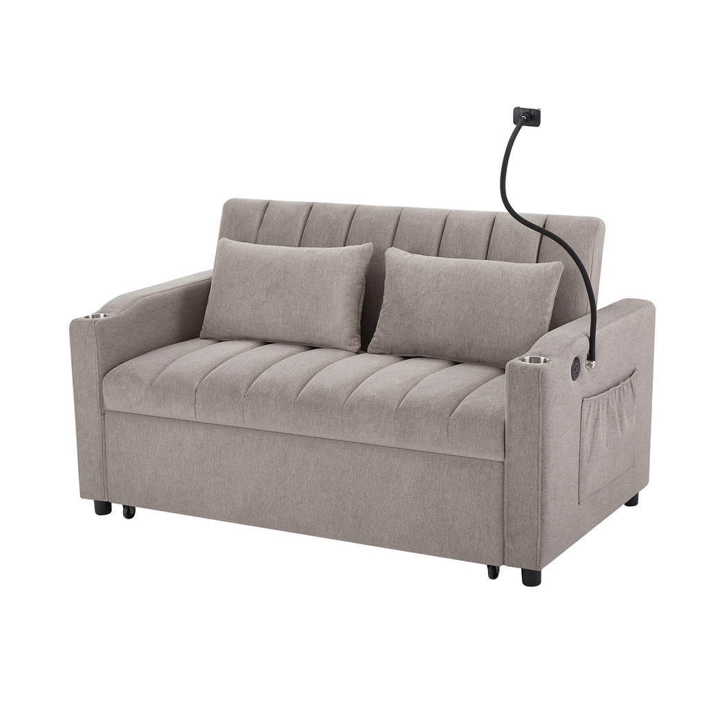 Canapé-lit convertible Roomfitters avec ports USB, poches latérales, porte-gobelets et support de téléphone pivotant pour le salon