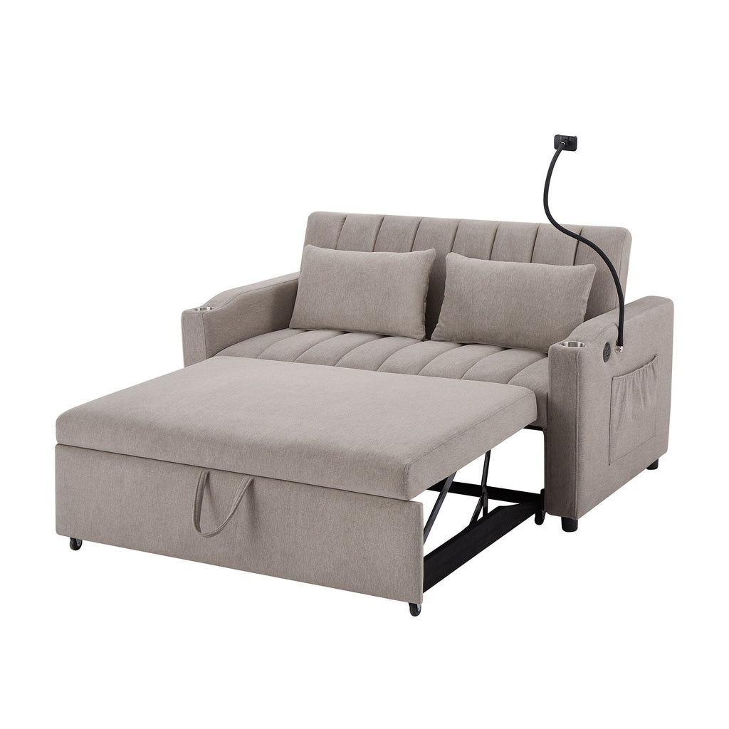Canapé-lit convertible Roomfitters avec ports USB, poches latérales, porte-gobelets et support de téléphone pivotant pour le salon
