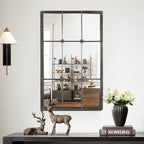 Miroir mural décoratif en métal brun rustique avec cadre en métal brun rustique - 37,75 H x 23,8 L x 1 P