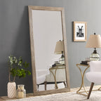 Miroir rustique pleine longueur - 66 x 32 cm, cadre rectangulaire en bois, miroir intégral pour salon, chambre à coucher