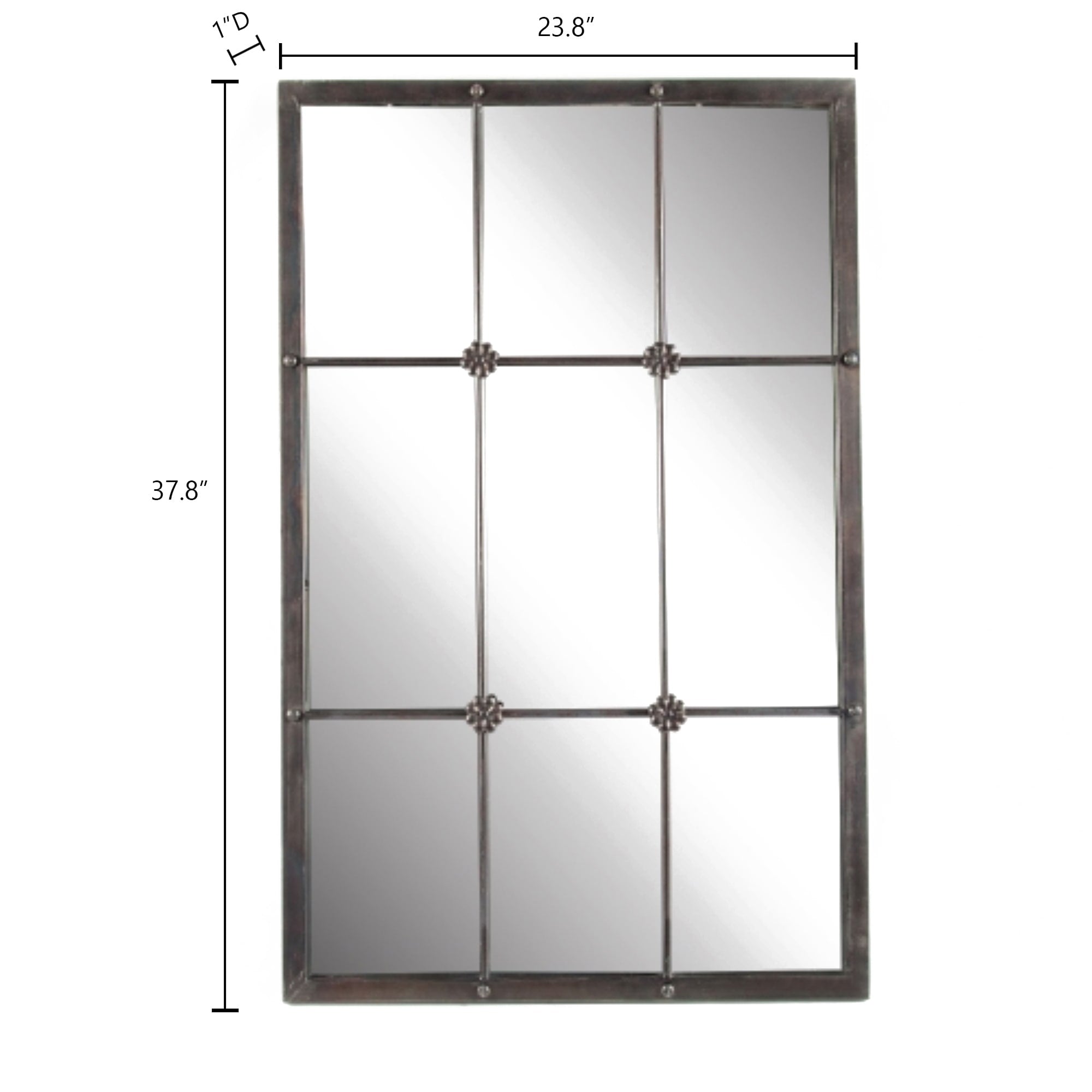 Miroir mural décoratif en métal brun rustique avec cadre en métal brun rustique - 37,75 H x 23,8 L x 1 P