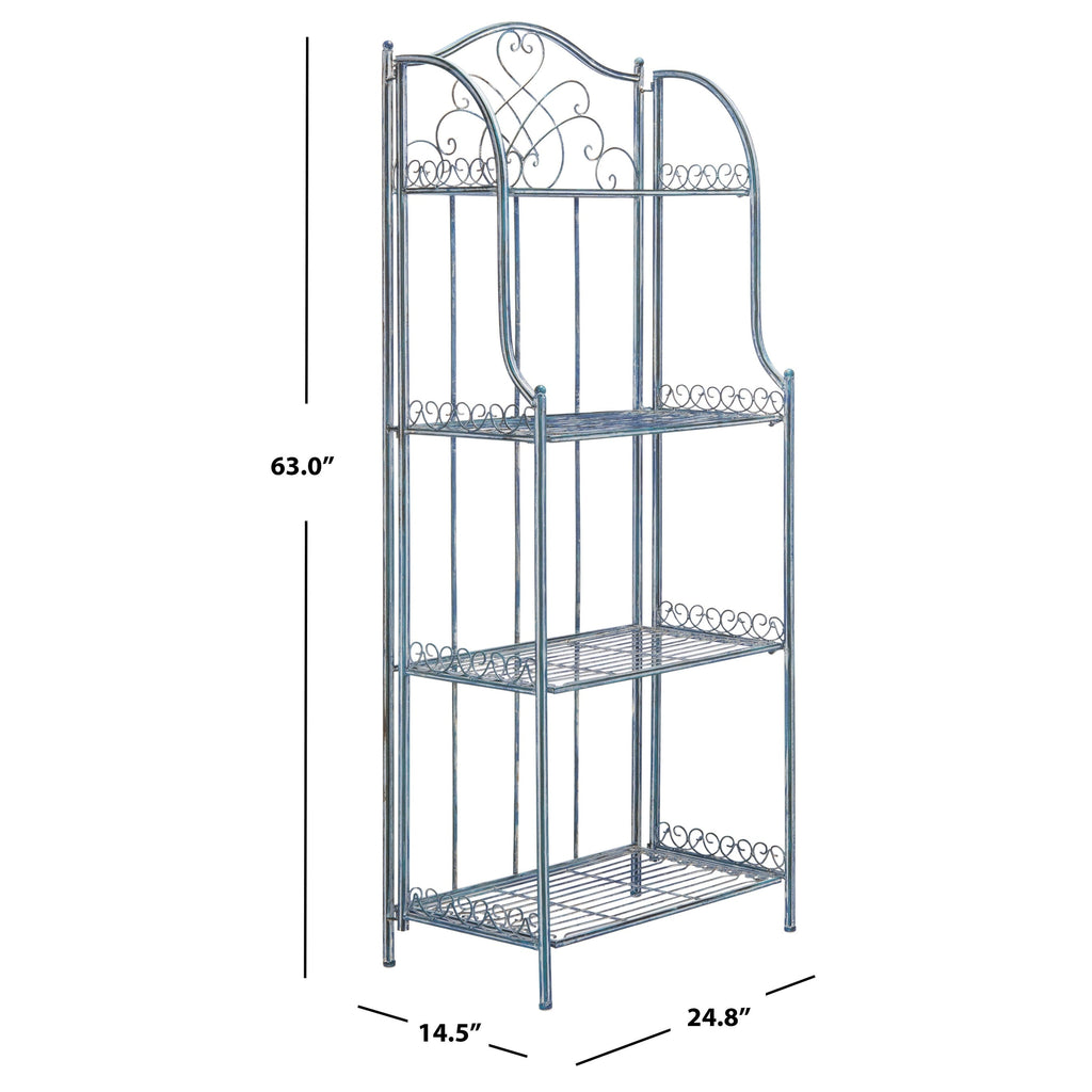 Étagère de boulangerie d'extérieur à 4 niveaux en fer forgé victorien SAFAVIEH Bryn - 25 po L x 15 po P x 63 po H - 25L x 15P x 63H