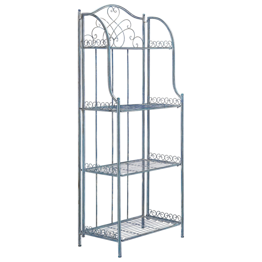Étagère de boulangerie d'extérieur à 4 niveaux en fer forgé victorien SAFAVIEH Bryn - 25 po L x 15 po P x 63 po H - 25L x 15P x 63H