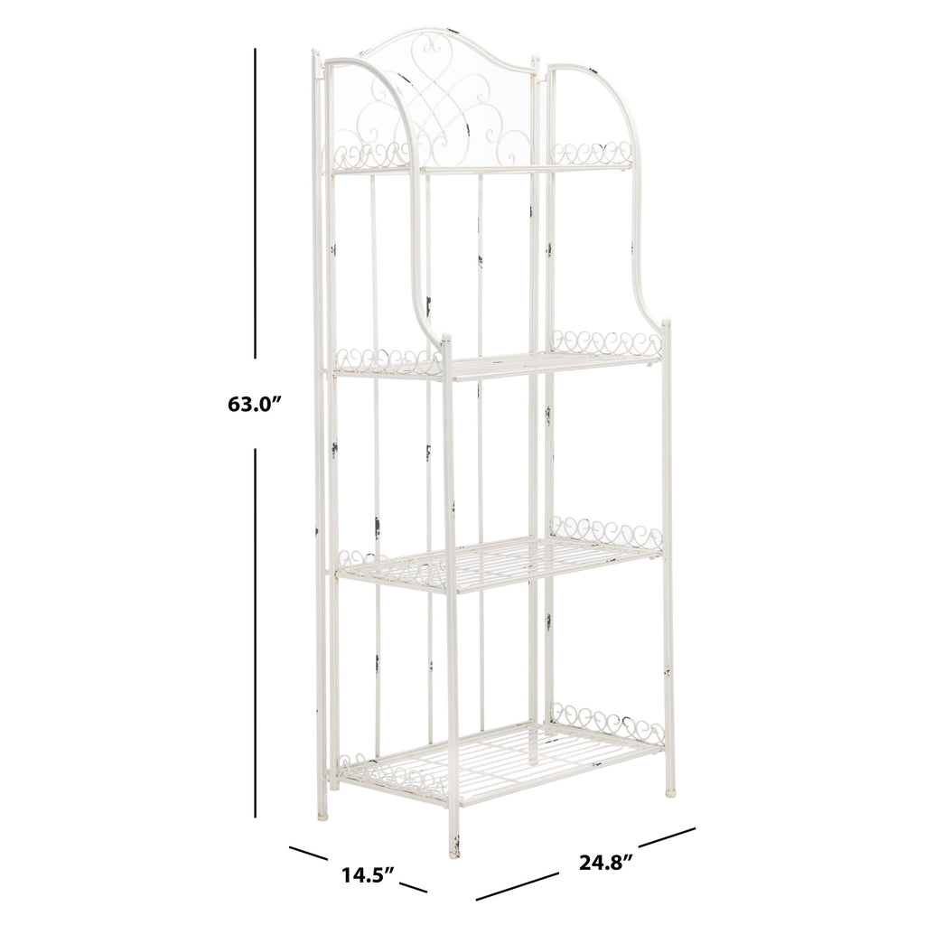 Étagère de boulangerie d'extérieur à 4 niveaux en fer forgé victorien SAFAVIEH Bryn - 25 po L x 15 po P x 63 po H - 25L x 15P x 63H