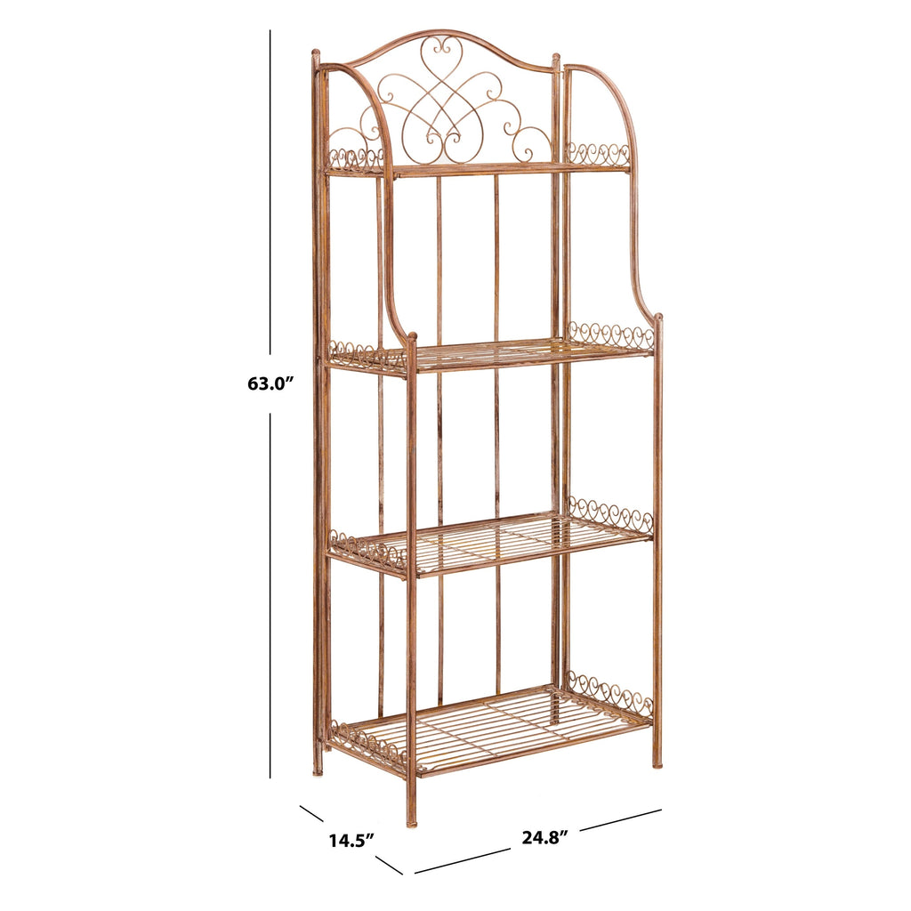 Étagère de boulangerie d'extérieur à 4 niveaux en fer forgé victorien SAFAVIEH Bryn - 25 po L x 15 po P x 63 po H - 25L x 15P x 63H