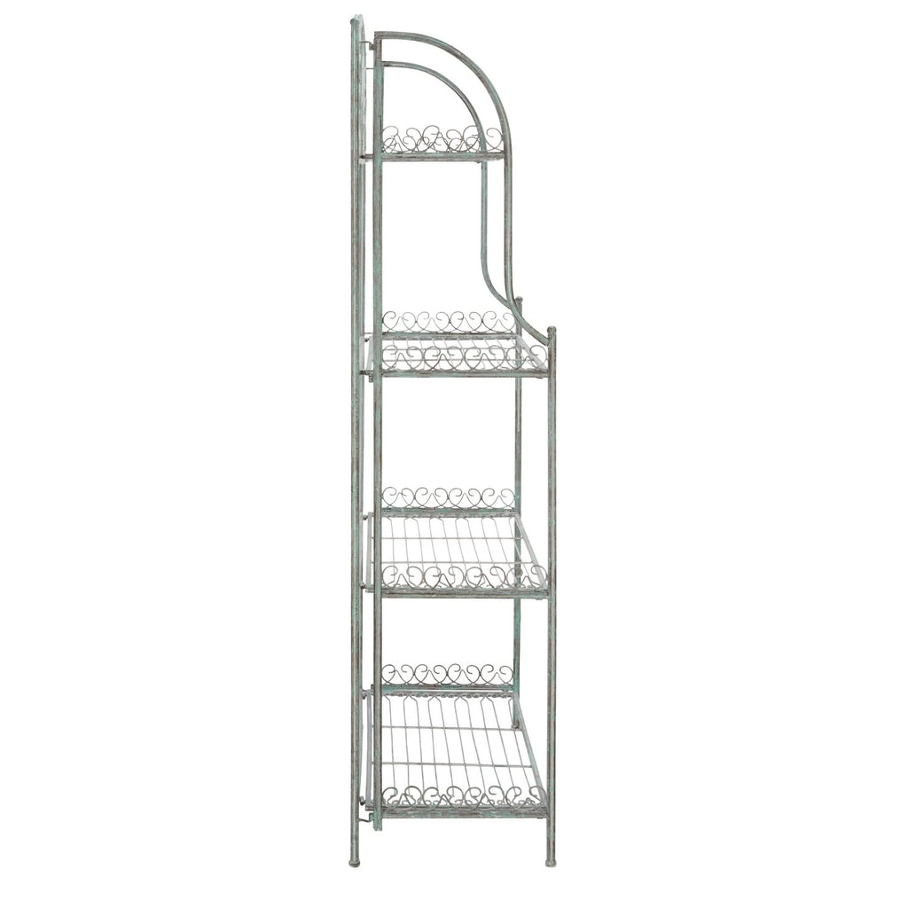 Étagère de boulangerie d'extérieur à 4 niveaux en fer forgé victorien SAFAVIEH Bryn - 25 po L x 15 po P x 63 po H - 25L x 15P x 63H