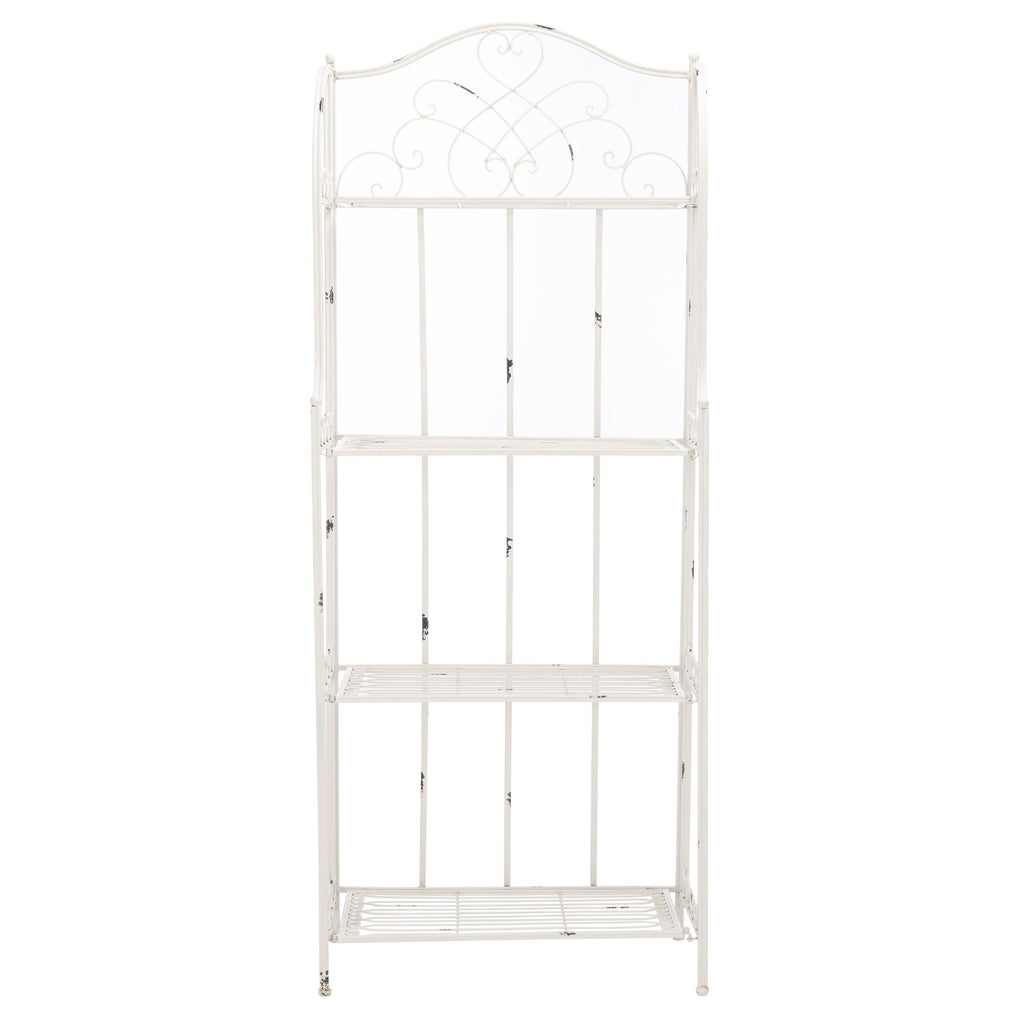 Étagère de boulangerie d'extérieur à 4 niveaux en fer forgé victorien SAFAVIEH Bryn - 25 po L x 15 po P x 63 po H - 25L x 15P x 63H
