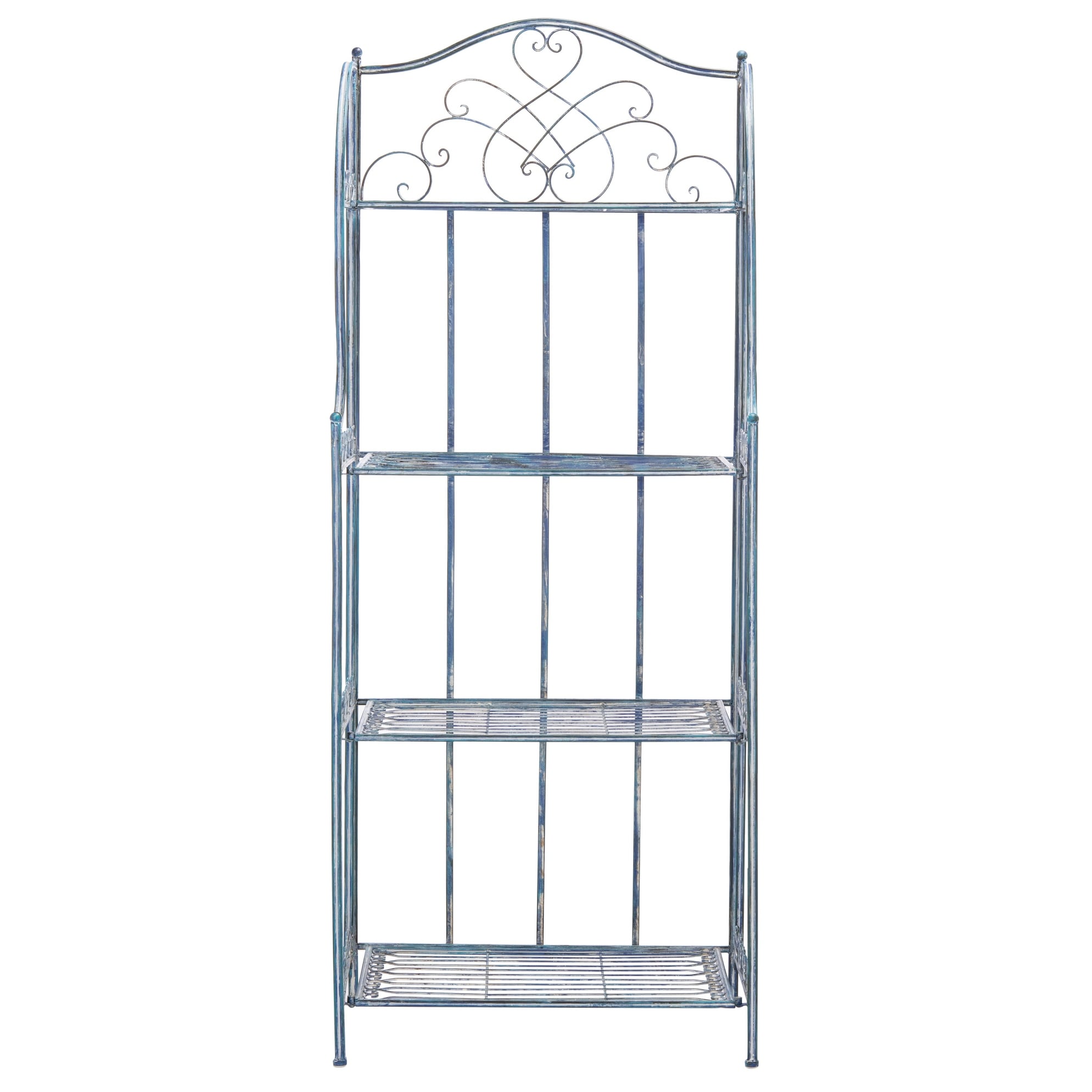 Étagère de boulangerie d'extérieur à 4 niveaux en fer forgé victorien SAFAVIEH Bryn - 25 po L x 15 po P x 63 po H - 25L x 15P x 63H