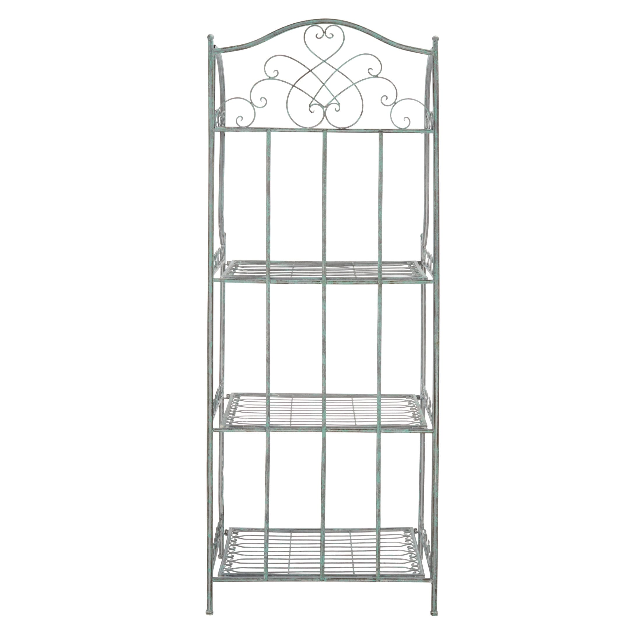 Étagère de boulangerie d'extérieur à 4 niveaux en fer forgé victorien SAFAVIEH Bryn - 25 po L x 15 po P x 63 po H - 25L x 15P x 63H