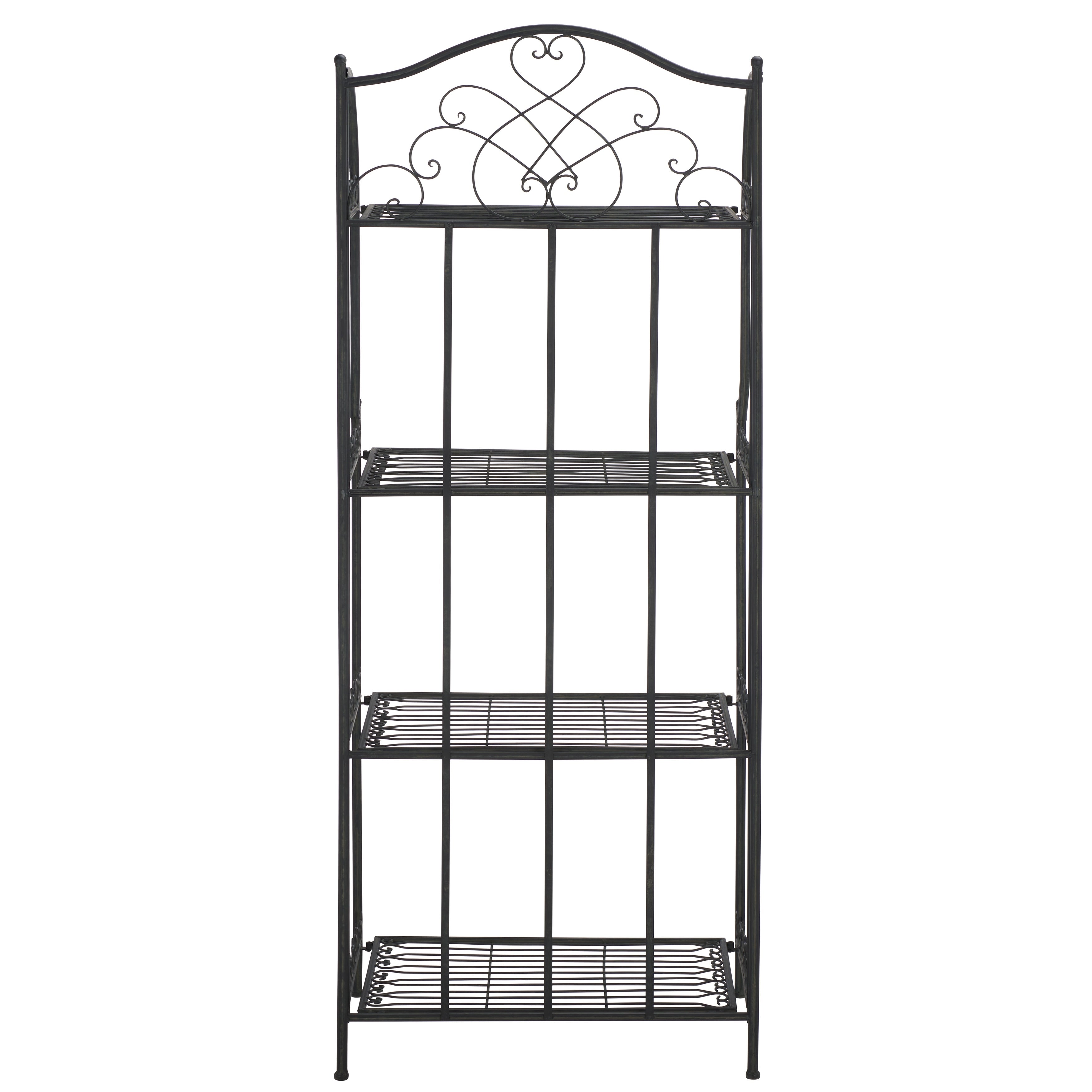Étagère de boulangerie d'extérieur à 4 niveaux en fer forgé victorien SAFAVIEH Bryn - 25 po L x 15 po P x 63 po H - 25L x 15P x 63H