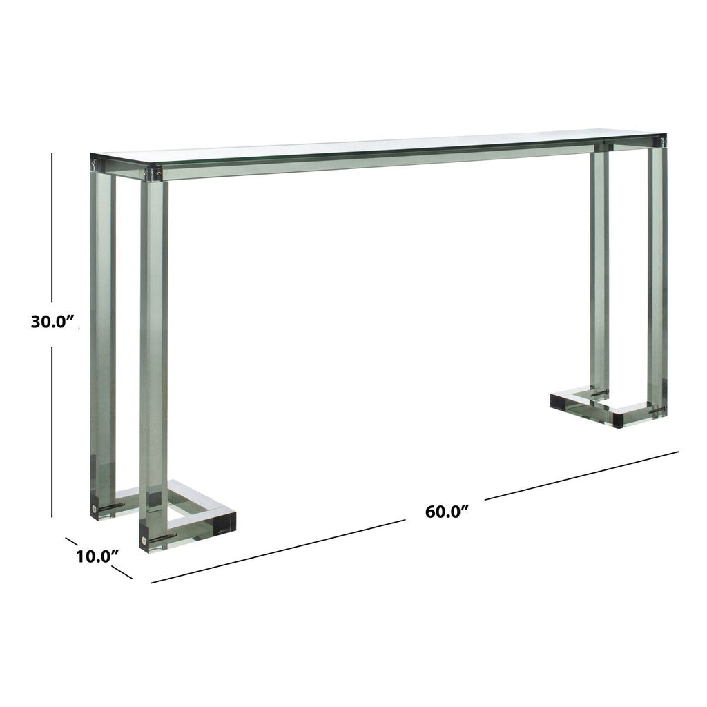 Console Safavieh Couture Camryn en acrylique transparent (60 l x 10 l x 30 h)