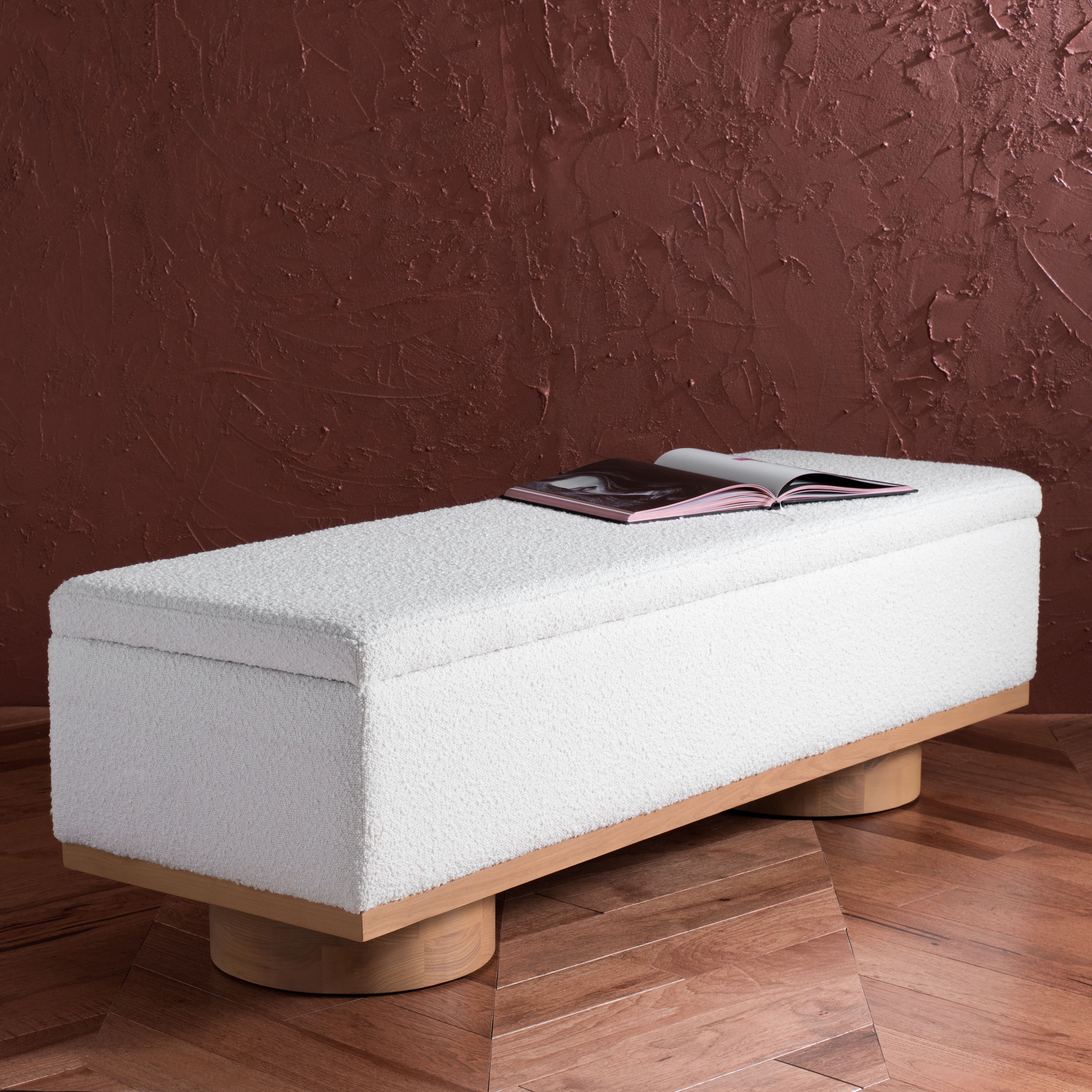 Banc de rangement SAFAVIEH Couture Sunneva Boucle - 61 po L x 20 po P x 19 po H - 61L x 20P x 19H