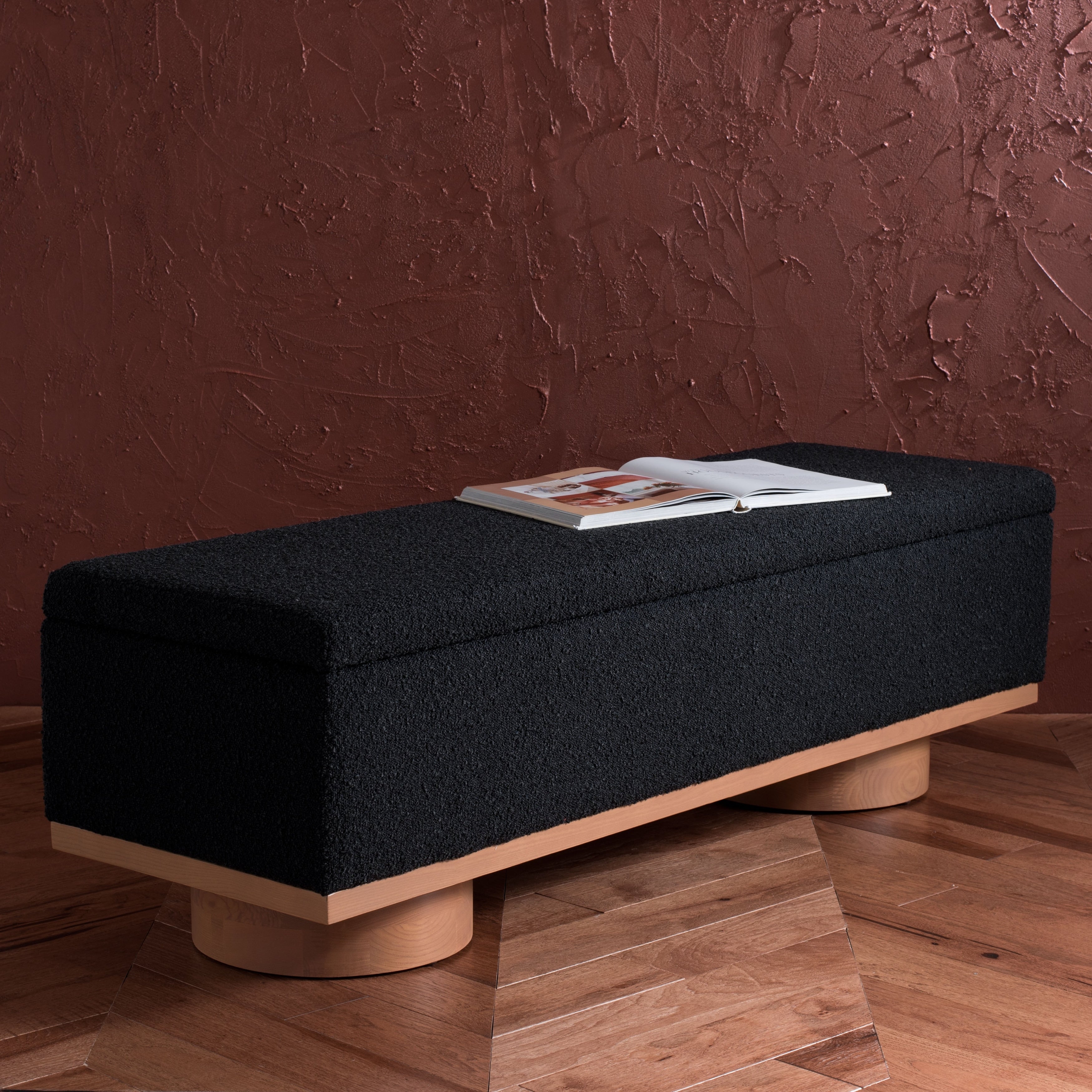 Banc de rangement SAFAVIEH Couture Sunneva Boucle - 61 po L x 20 po P x 19 po H - 61L x 20P x 19H