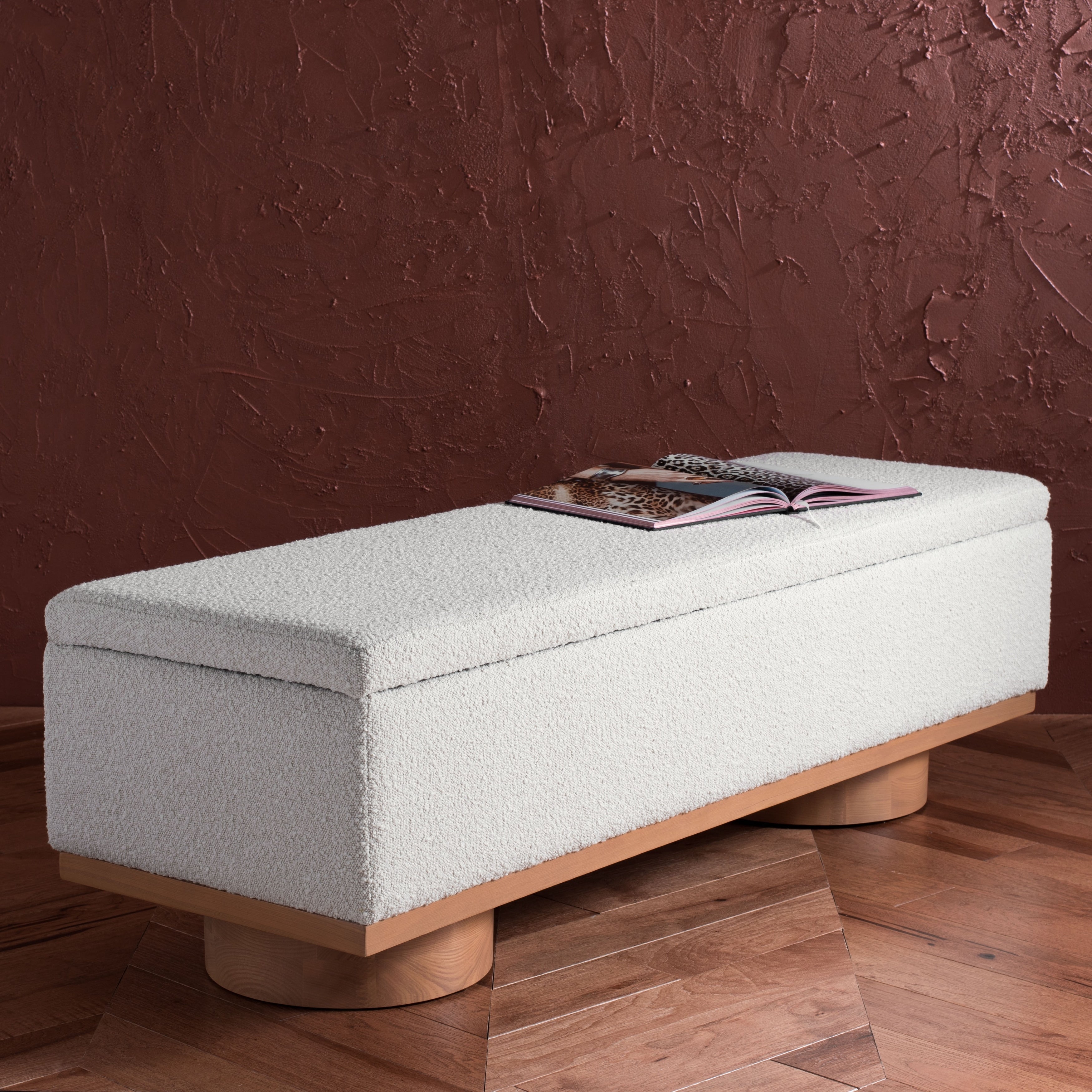 Banc de rangement SAFAVIEH Couture Sunneva Boucle - 61 po L x 20 po P x 19 po H - 61L x 20P x 19H