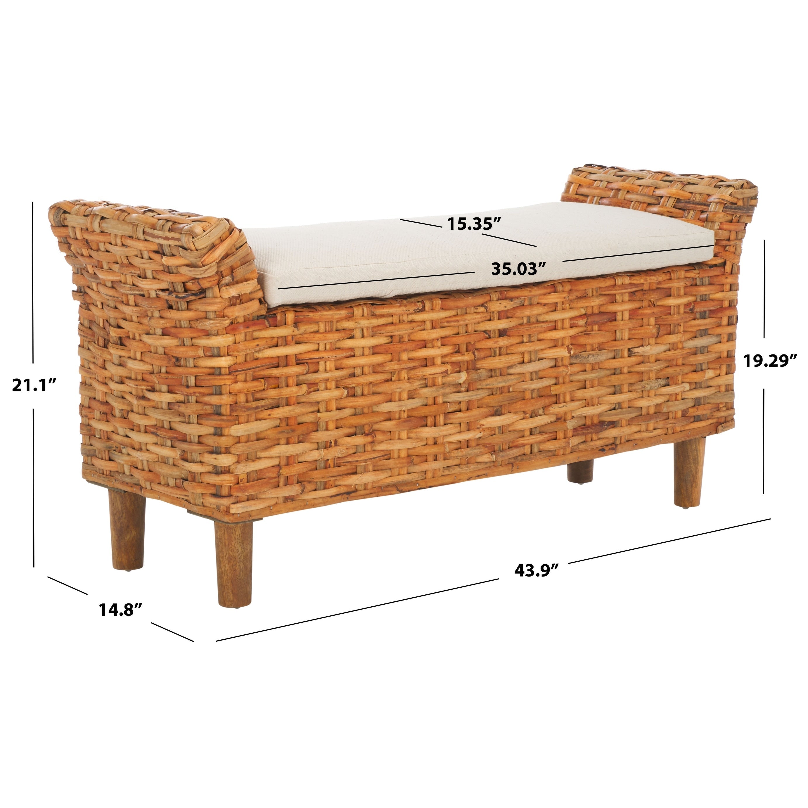 Banc SAFAVIEH Danna Brown - 43,9 x 14,8 x 21,1 - 44 L x 15 P x 21 H