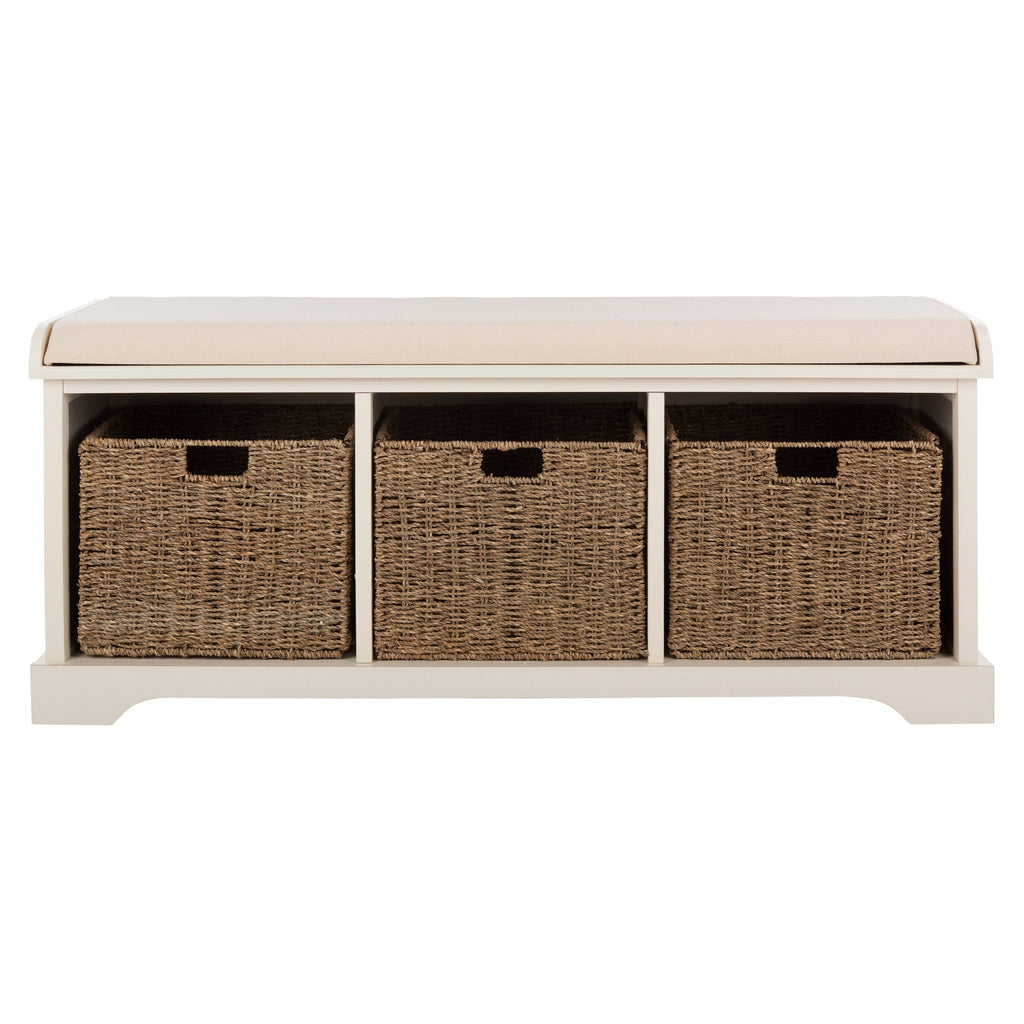 Banc de rangement SAFAVIEH Eola gris/blanc - 47 x 16,1 x 19,9 - 47 L x 16 P x 20 H