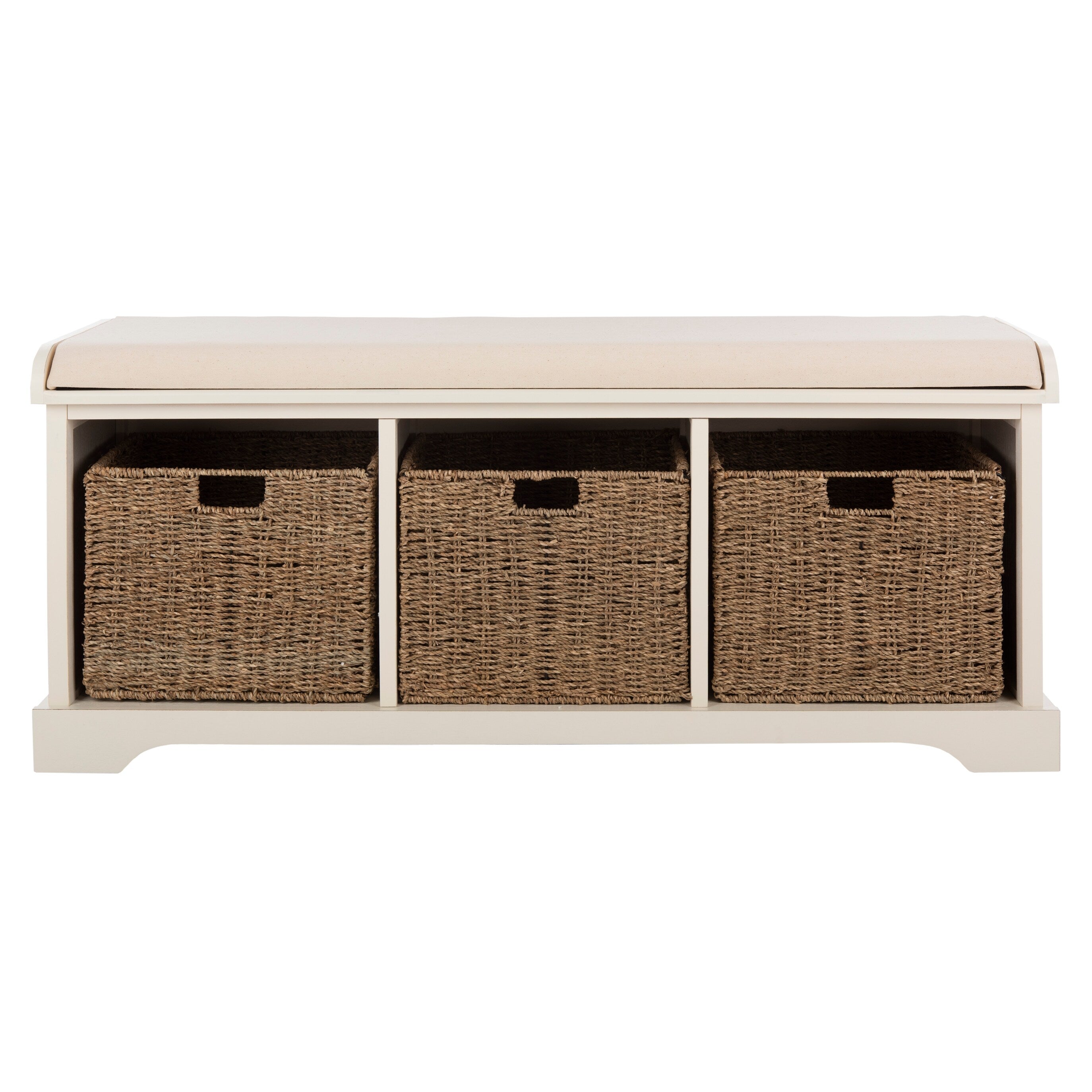 Banc de rangement SAFAVIEH Eola gris/blanc - 47 x 16,1 x 19,9 - 47 L x 16 P x 20 H