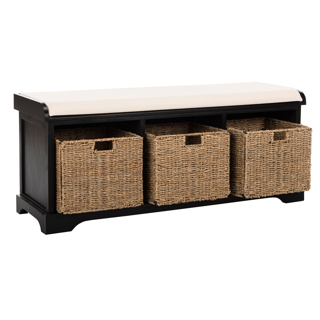 Banc de rangement SAFAVIEH Eola gris/blanc - 47 x 16,1 x 19,9 - 47 L x 16 P x 20 H
