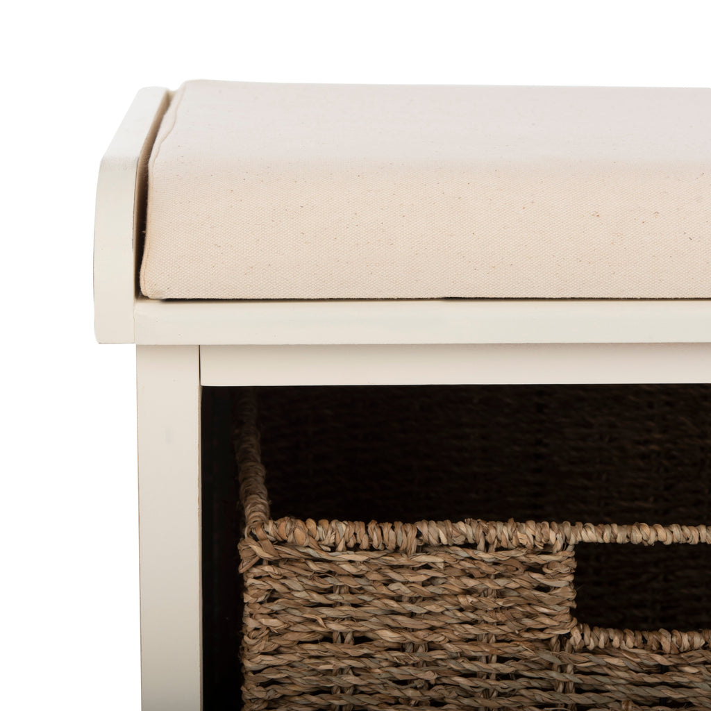 Banc de rangement SAFAVIEH Eola gris/blanc - 47 x 16,1 x 19,9 - 47 L x 16 P x 20 H