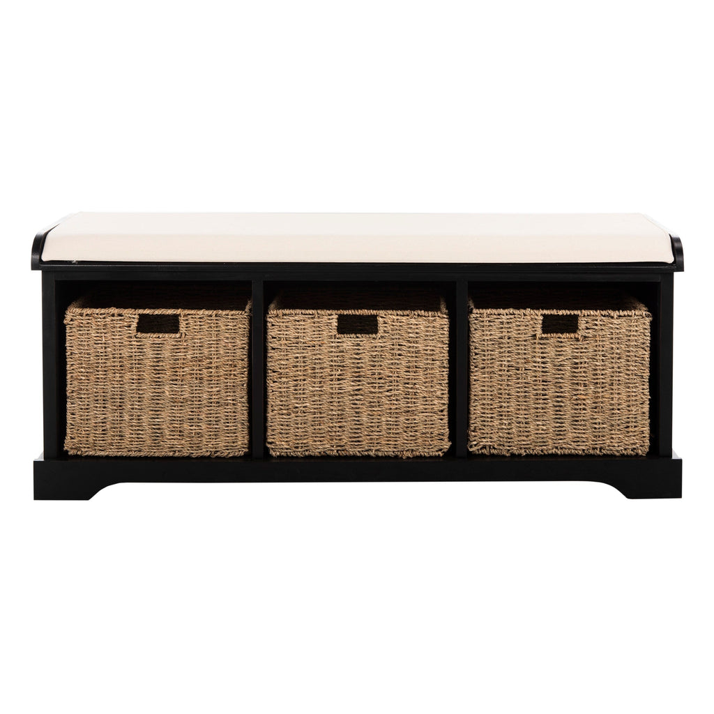 Banc de rangement SAFAVIEH Eola gris/blanc - 47 x 16,1 x 19,9 - 47 L x 16 P x 20 H