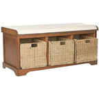 Banc de rangement SAFAVIEH Eola gris/blanc - 47 x 16,1 x 19,9 - 47 L x 16 P x 20 H