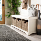 Banc de rangement SAFAVIEH Eola gris/blanc - 47 x 16,1 x 19,9 - 47 L x 16 P x 20 H