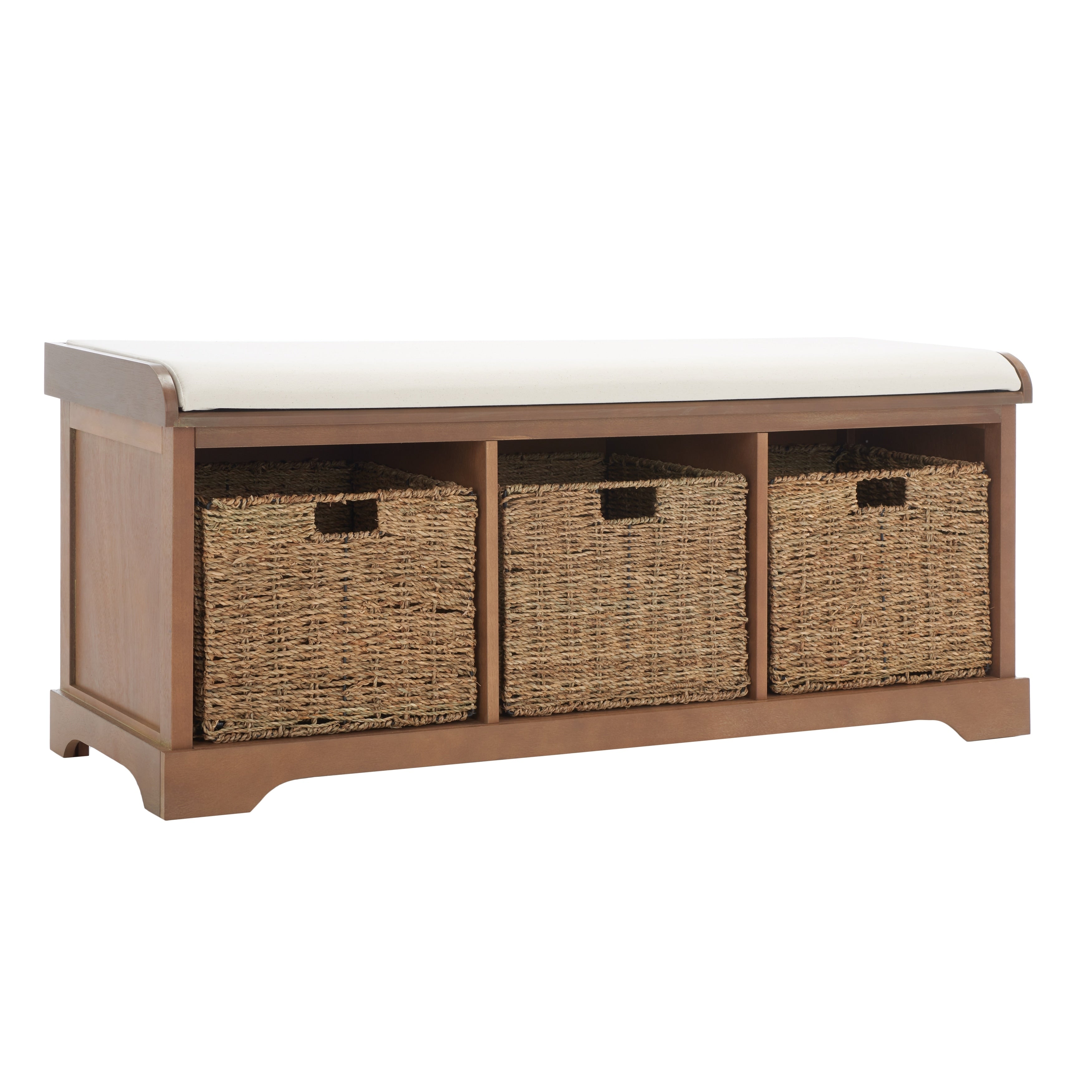 Banc de rangement SAFAVIEH Eola gris/blanc - 47 x 16,1 x 19,9 - 47 L x 16 P x 20 H