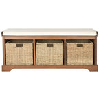 Banc de rangement SAFAVIEH Eola gris/blanc - 47 x 16,1 x 19,9 - 47 L x 16 P x 20 H