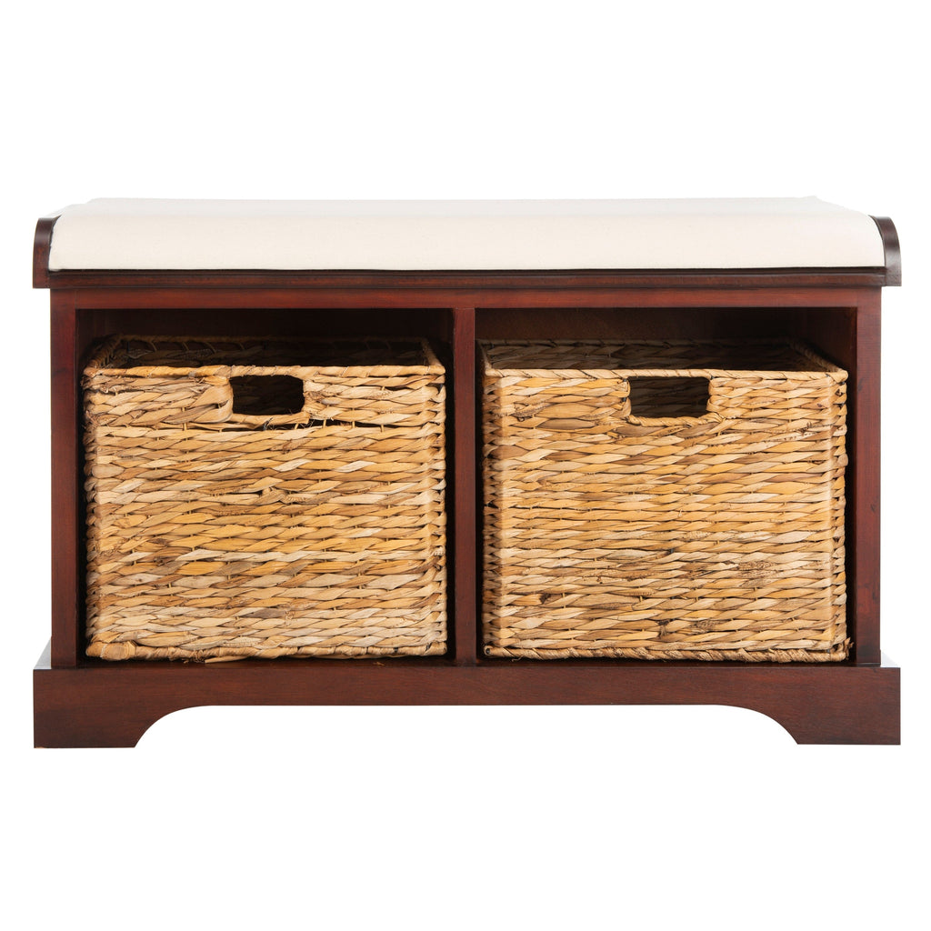 Banc de rangement tressé Euphemia marron SAFAVIEH - 33,5 x 16,1 x 19,9 - 34L x 16P x 20H