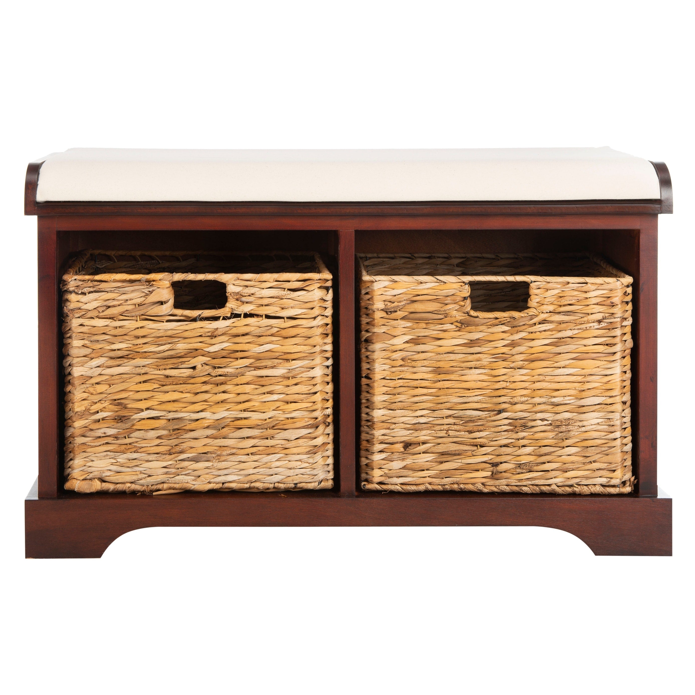 Banc de rangement tressé Euphemia marron SAFAVIEH - 33,5 x 16,1 x 19,9 - 34L x 16P x 20H