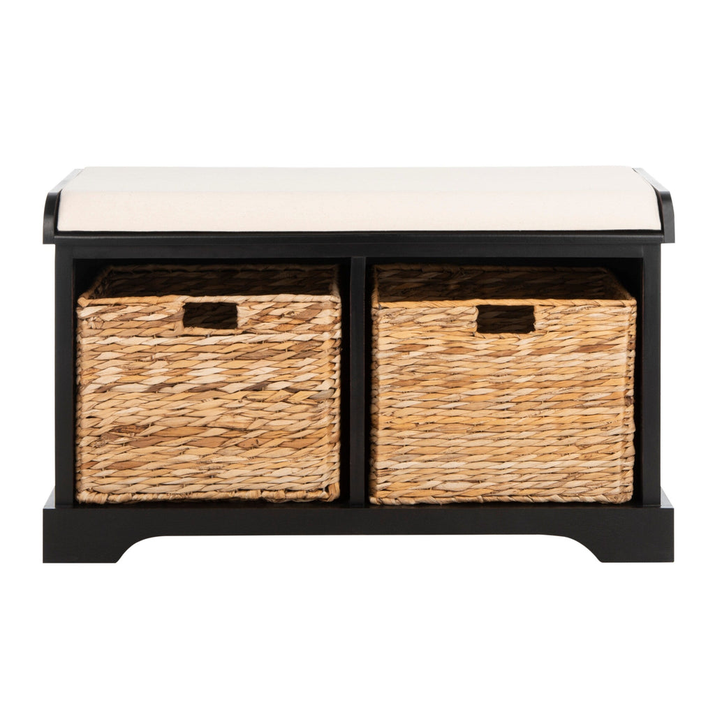 Banc de rangement tressé Euphemia marron SAFAVIEH - 33,5 x 16,1 x 19,9 - 34L x 16P x 20H