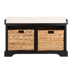 Banc de rangement tressé Euphemia marron SAFAVIEH - 33,5 x 16,1 x 19,9 - 34L x 16P x 20H