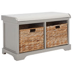 Banc de rangement tressé Euphemia marron SAFAVIEH - 33,5 x 16,1 x 19,9 - 34L x 16P x 20H