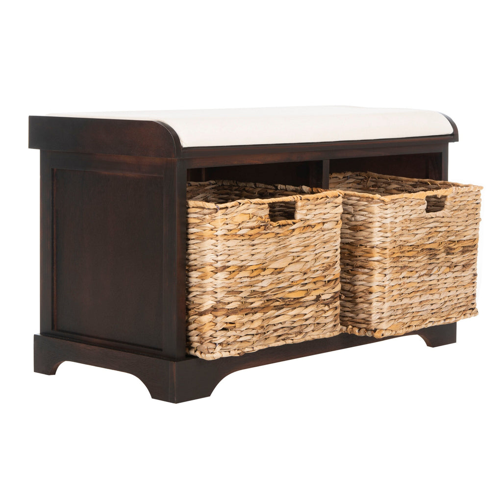 Banc de rangement tressé Euphemia marron SAFAVIEH - 33,5 x 16,1 x 19,9 - 34L x 16P x 20H