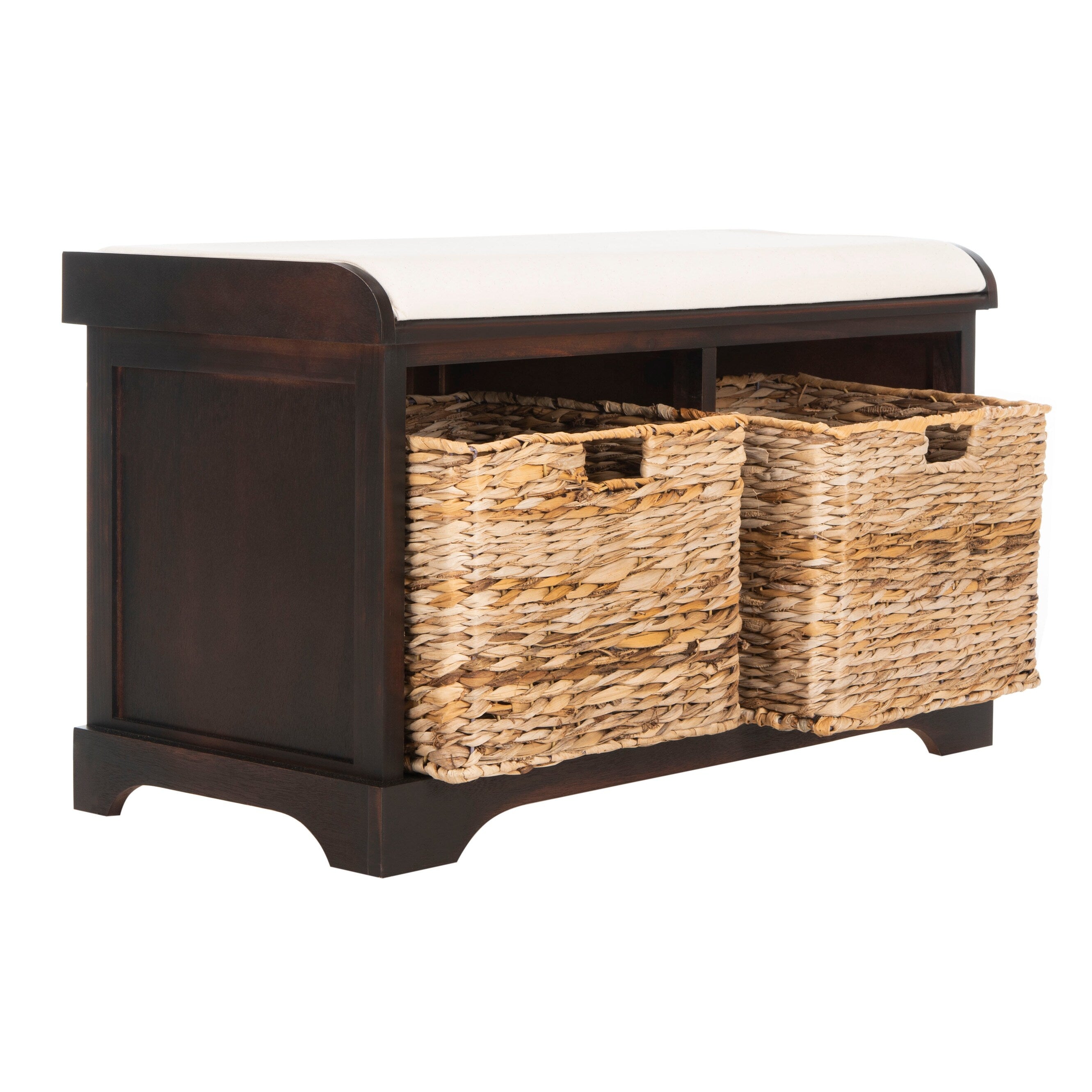 Banc de rangement tressé Euphemia marron SAFAVIEH - 33,5 x 16,1 x 19,9 - 34L x 16P x 20H
