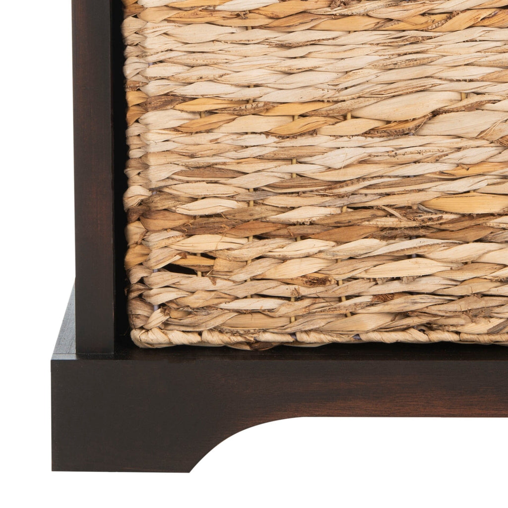 Banc de rangement tressé Euphemia marron SAFAVIEH - 33,5 x 16,1 x 19,9 - 34L x 16P x 20H
