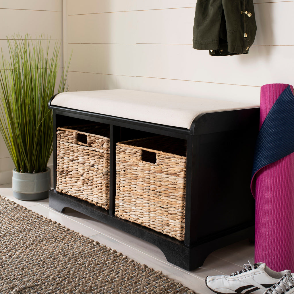 Banc de rangement tressé Euphemia marron SAFAVIEH - 33,5 x 16,1 x 19,9 - 34L x 16P x 20H