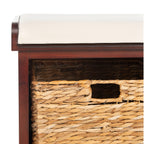 Banc de rangement tressé Euphemia marron SAFAVIEH - 33,5 x 16,1 x 19,9 - 34L x 16P x 20H