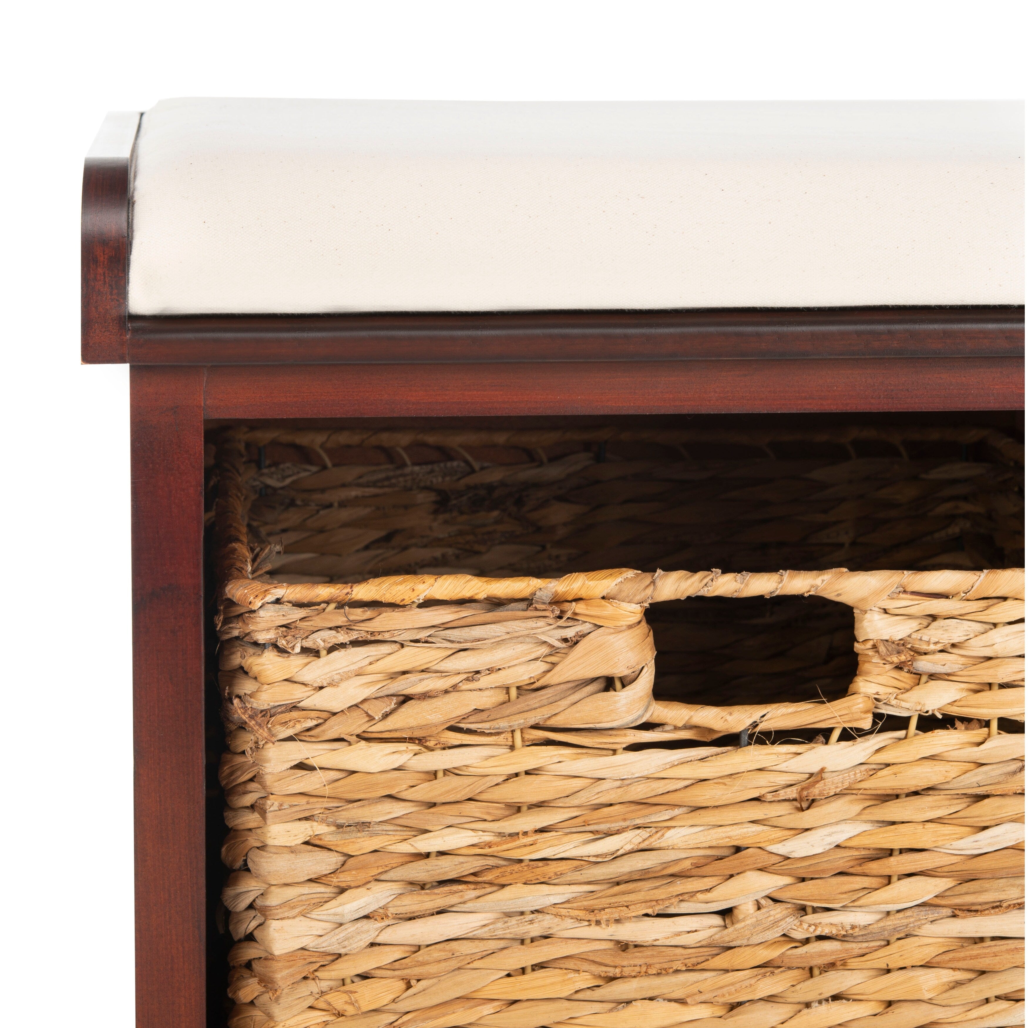 Banc de rangement tressé Euphemia marron SAFAVIEH - 33,5 x 16,1 x 19,9 - 34L x 16P x 20H