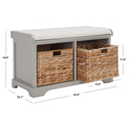 Banc de rangement tressé Euphemia marron SAFAVIEH - 33,5 x 16,1 x 19,9 - 34L x 16P x 20H
