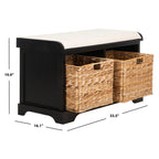 Banc de rangement tressé Euphemia marron SAFAVIEH - 33,5 x 16,1 x 19,9 - 34L x 16P x 20H
