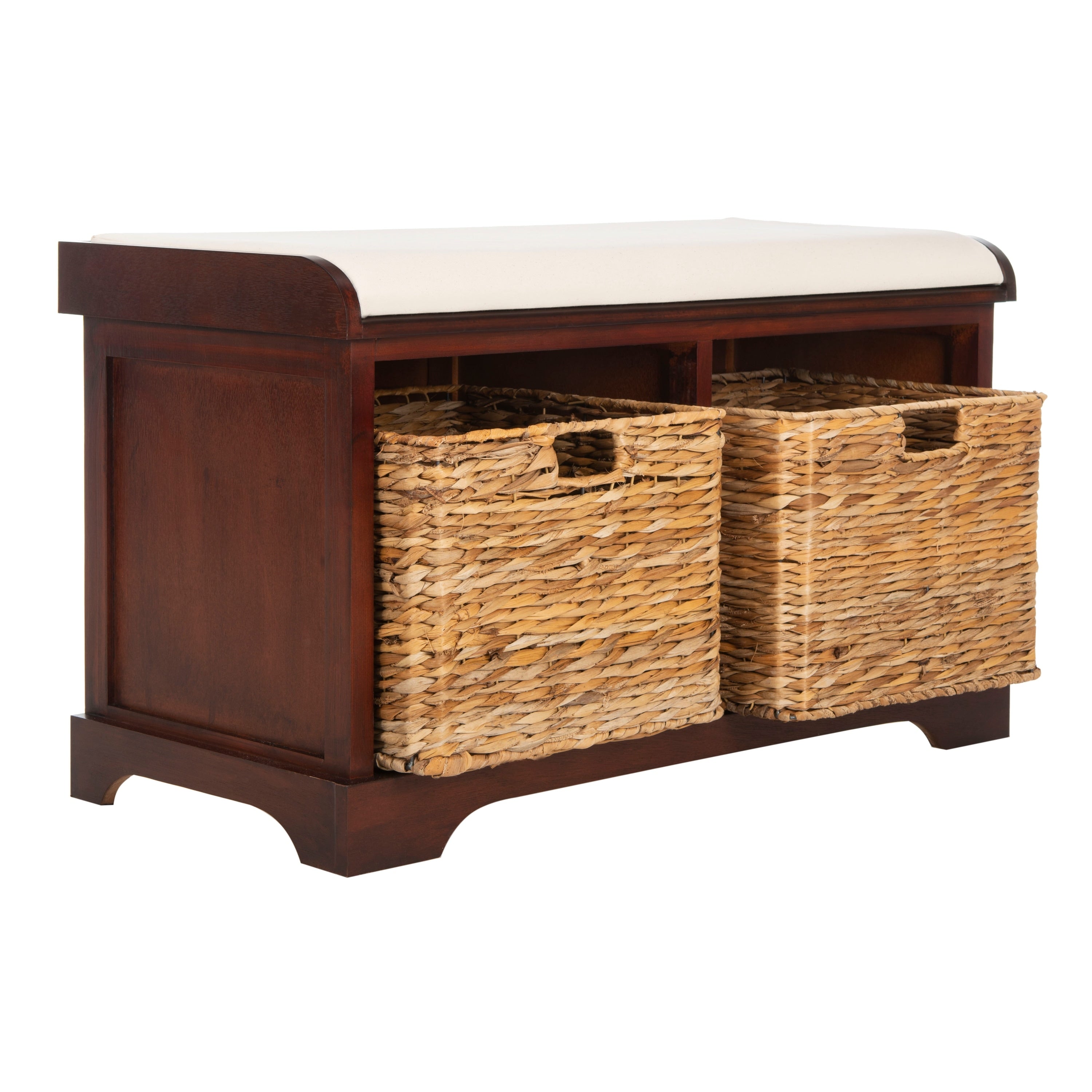 Banc de rangement tressé Euphemia marron SAFAVIEH - 33,5 x 16,1 x 19,9 - 34L x 16P x 20H