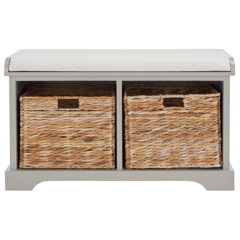 Banc de rangement tressé Euphemia marron SAFAVIEH - 33,5 x 16,1 x 19,9 - 34L x 16P x 20H